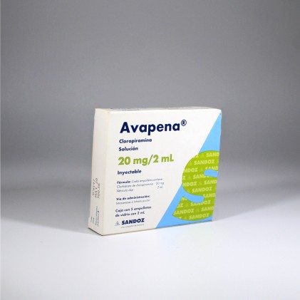 AVAPENA CLOROPIRAMINA 20 MG / 2 ML 5 AMPOLLETAS