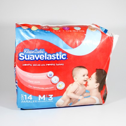 KLEEN BEBE SUAVELASTIC PAÑALES M/ 3 ETAPA CONT. 14